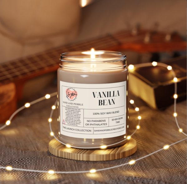 Vanilla Bean Soy Wax Candle With Natural Cotton Wick, 9oz - Image 2